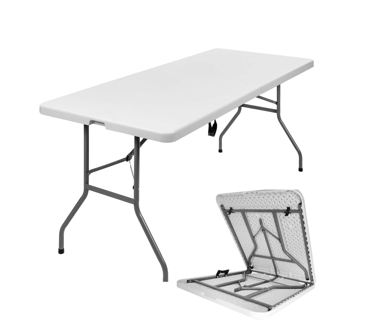 White Trestle Table - Bi Fold Camp Table 1800mm