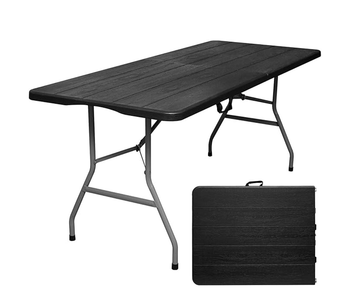Black Trestle Table - Bi Fold Camp Table 1800mm